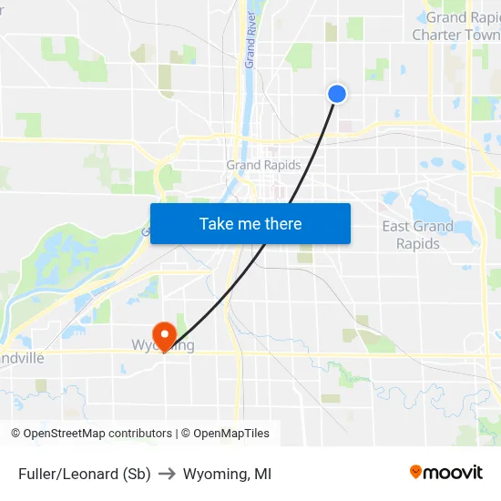 Fuller/Leonard (Sb) to Wyoming, MI map