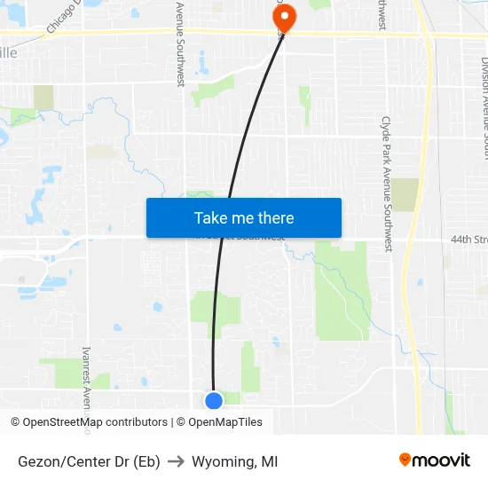 Gezon/Center Dr (Eb) to Wyoming, MI map