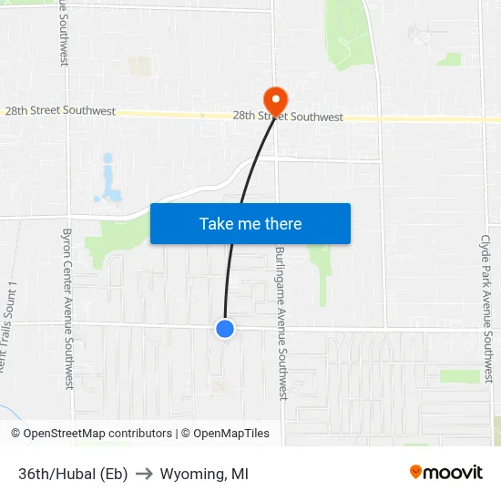 36th/Hubal (Eb) to Wyoming, MI map