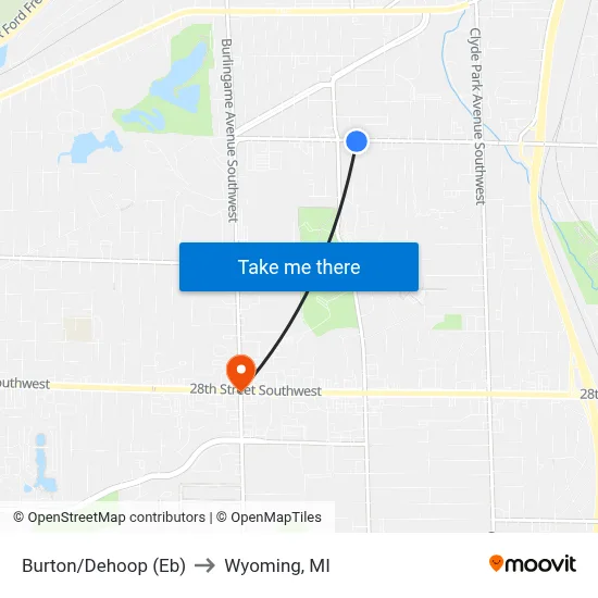 Burton/Dehoop (Eb) to Wyoming, MI map