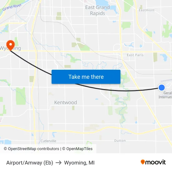 Airport/Amway (Eb) to Wyoming, MI map