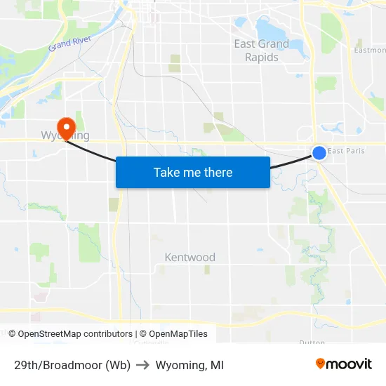 29th/Broadmoor (Wb) to Wyoming, MI map