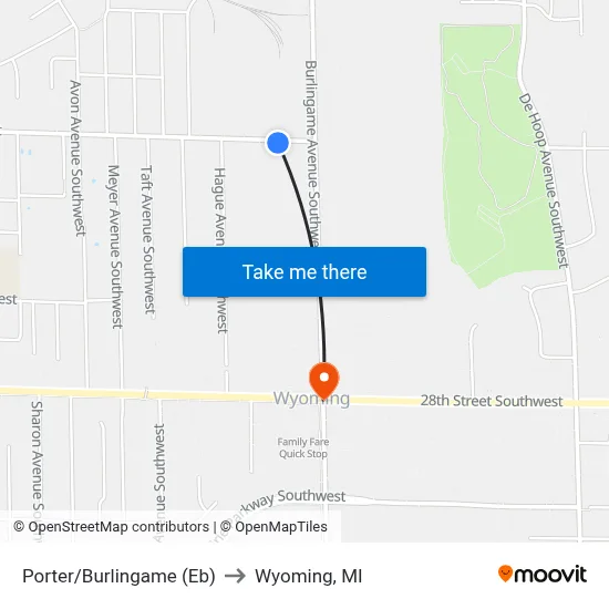 Porter/Burlingame (Eb) to Wyoming, MI map