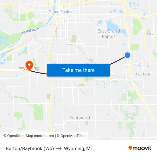 Burton/Raybrook (Wb) to Wyoming, MI map