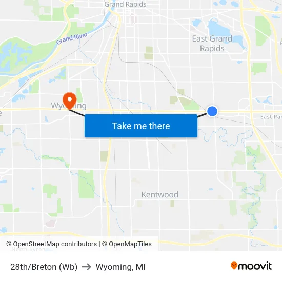 28th/Breton (Wb) to Wyoming, MI map