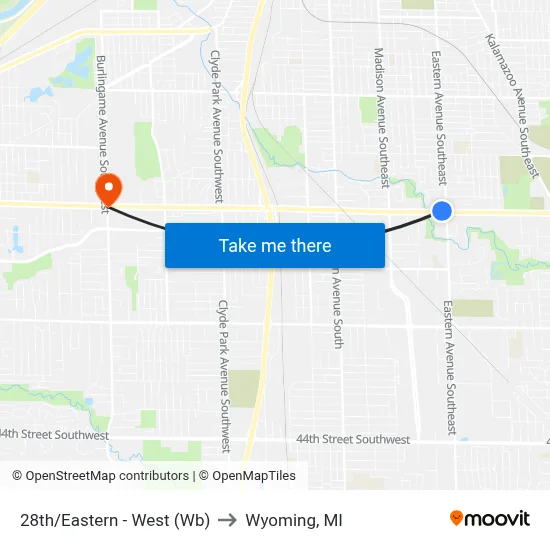 28th/Eastern - West (Wb) to Wyoming, MI map