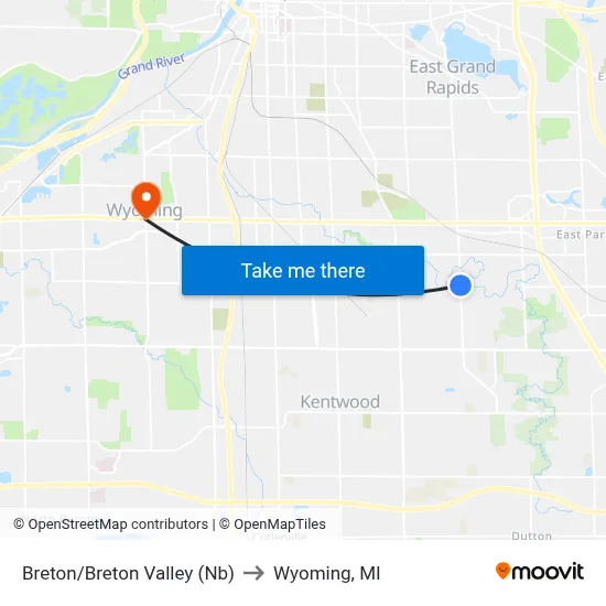 Breton/Breton Valley (Nb) to Wyoming, MI map