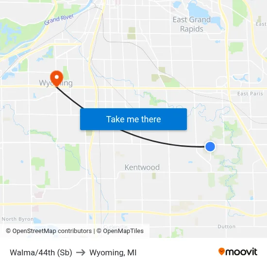 Walma/44th (Sb) to Wyoming, MI map
