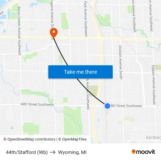 44th/Stafford (Wb) to Wyoming, MI map