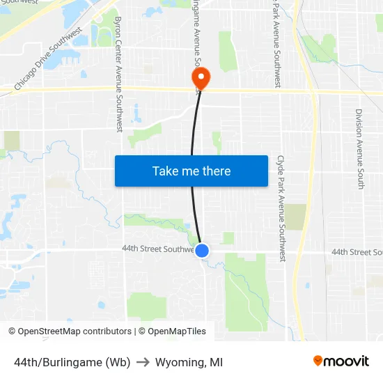 44th/Burlingame (Wb) to Wyoming, MI map