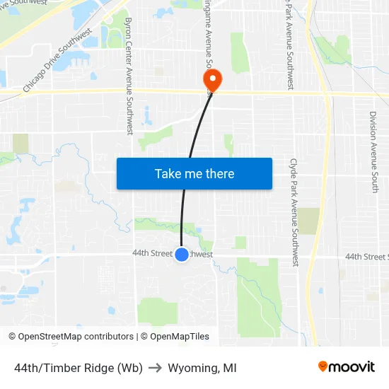 44th/Timber Ridge (Wb) to Wyoming, MI map