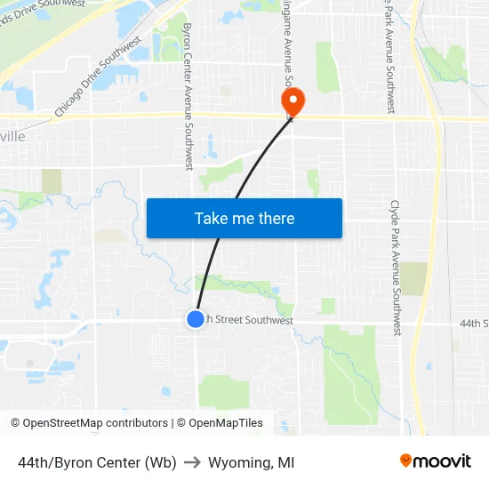 44th/Byron Center (Wb) to Wyoming, MI map