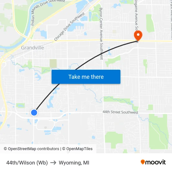 44th/Wilson (Wb) to Wyoming, MI map
