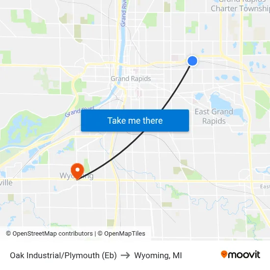Oak Industrial/Plymouth (Eb) to Wyoming, MI map