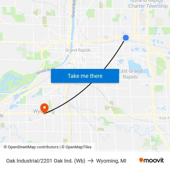Oak Industrial/2201 Oak Ind. (Wb) to Wyoming, MI map