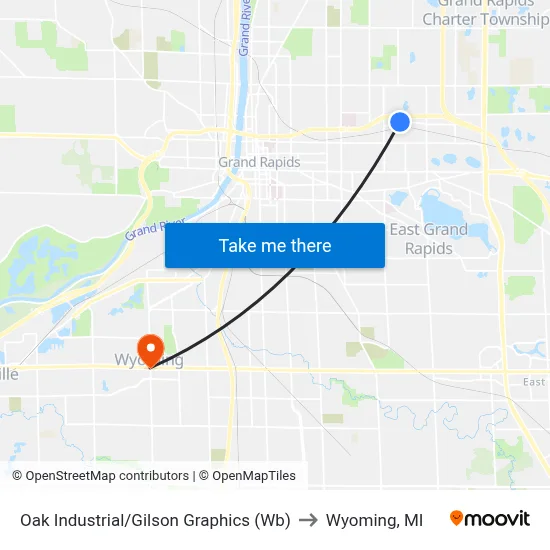 Oak Industrial/Gilson Graphics (Wb) to Wyoming, MI map