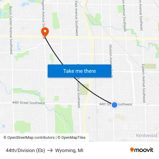 44th/Division (Eb) to Wyoming, MI map