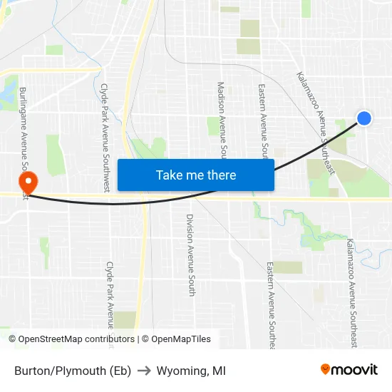 Burton/Plymouth (Eb) to Wyoming, MI map