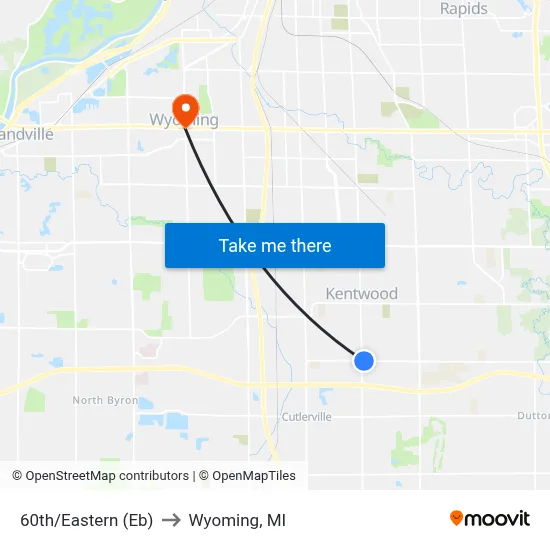 60th/Eastern (Eb) to Wyoming, MI map