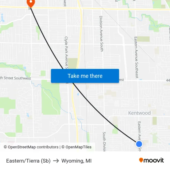 Eastern/Tierra (Sb) to Wyoming, MI map