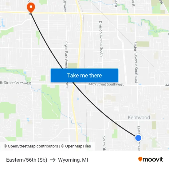 Eastern/56th (Sb) to Wyoming, MI map