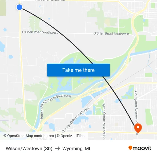 Wilson/Westown (Sb) to Wyoming, MI map