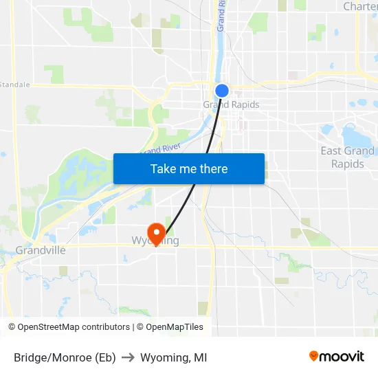 Bridge/Monroe (Eb) to Wyoming, MI map