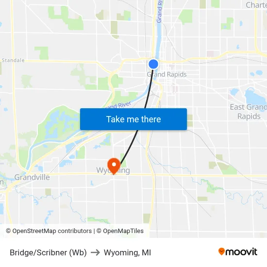 Bridge/Scribner (Wb) to Wyoming, MI map