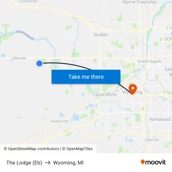 The Lodge (Eb) to Wyoming, MI map