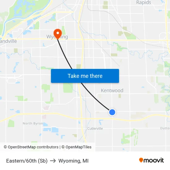 Eastern/60th (Sb) to Wyoming, MI map