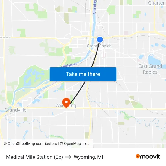 Medical Mile Station (Eb) to Wyoming, MI map