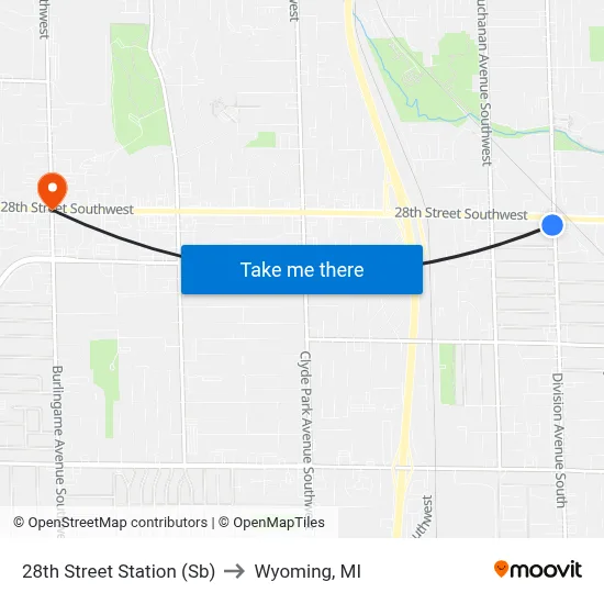 28th Street Station (Sb) to Wyoming, MI map