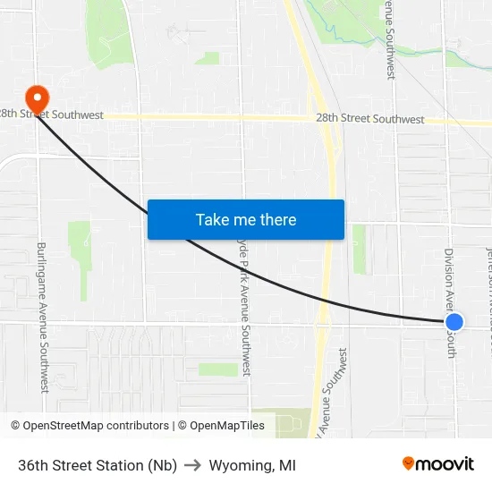36th Street Station (Nb) to Wyoming, MI map