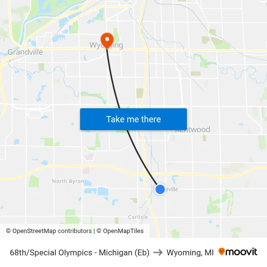 68th/Special Olympics - Michigan (Eb) to Wyoming, MI map