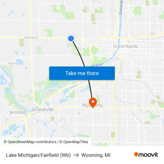 Lake Michigan/Fairfield (Wb) to Wyoming, MI map