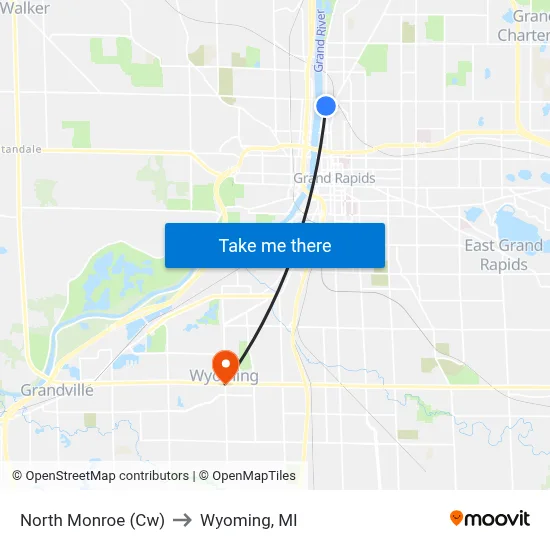 North Monroe (Cw) to Wyoming, MI map