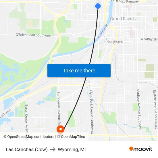 Las Canchas (Ccw) to Wyoming, MI map