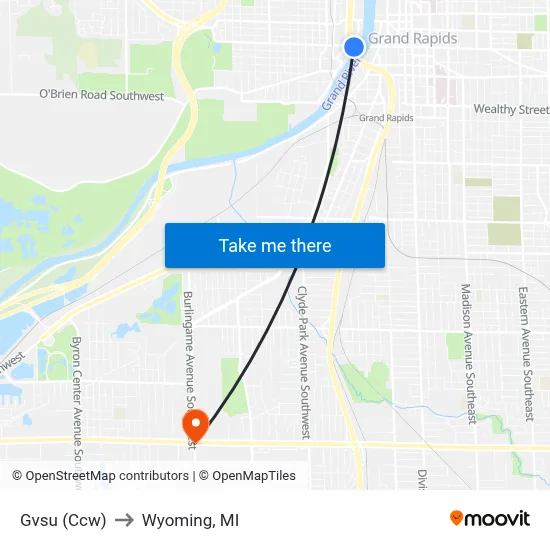 Gvsu (Ccw) to Wyoming, MI map