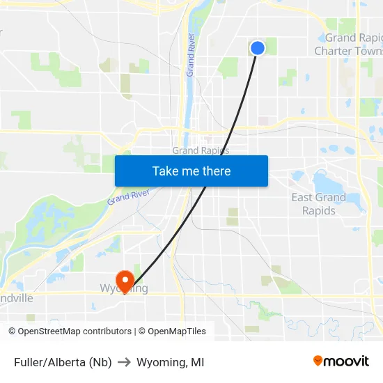 Fuller/Alberta (Nb) to Wyoming, MI map