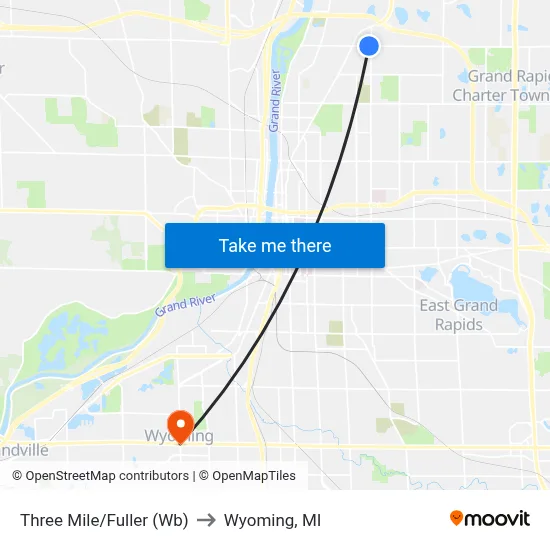 Three Mile/Fuller (Wb) to Wyoming, MI map