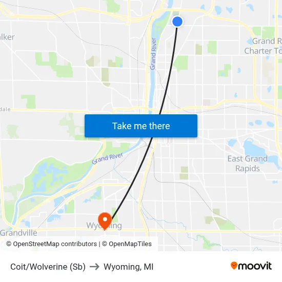 Coit/Wolverine (Sb) to Wyoming, MI map