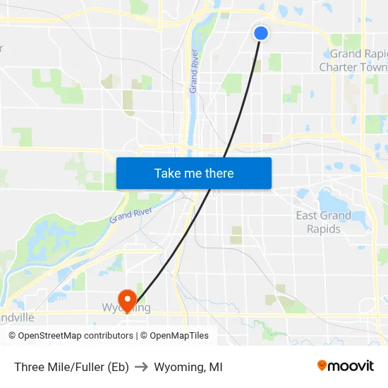 Three Mile/Fuller (Eb) to Wyoming, MI map