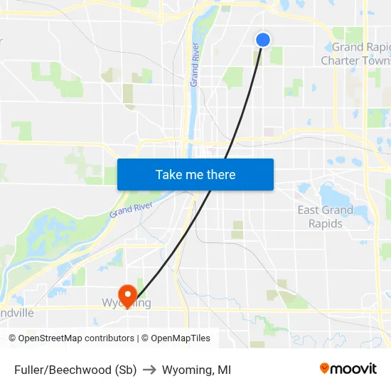 Fuller/Beechwood (Sb) to Wyoming, MI map