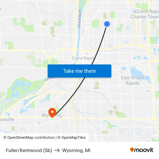 Fuller/Kentwood (Sb) to Wyoming, MI map