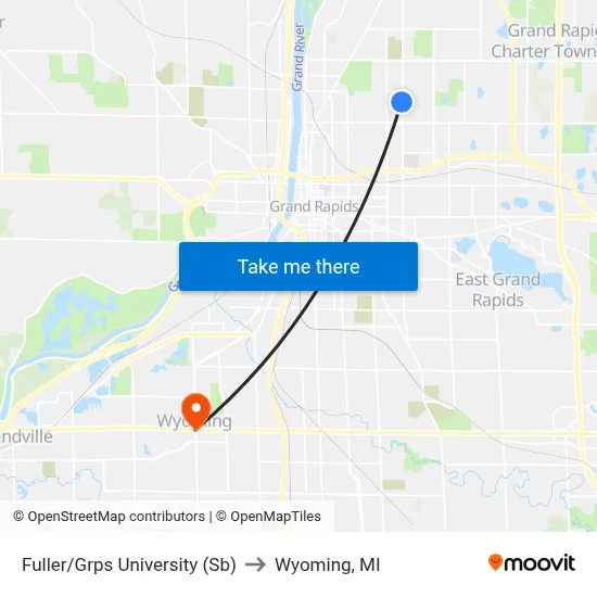 Fuller/Grps University (Sb) to Wyoming, MI map