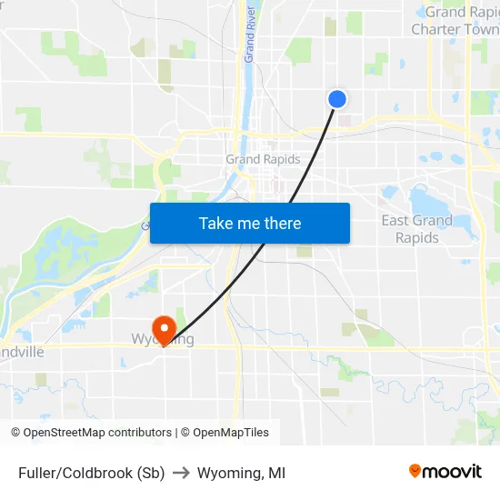 Fuller/Coldbrook (Sb) to Wyoming, MI map