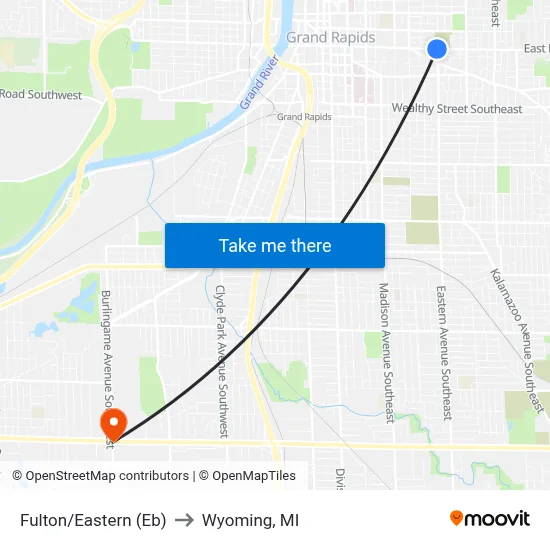 Fulton/Eastern (Eb) to Wyoming, MI map