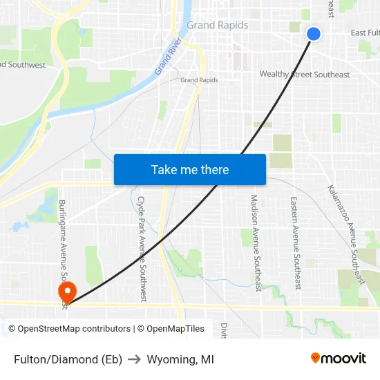 Fulton/Diamond (Eb) to Wyoming, MI map