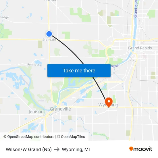Wilson/W Grand (Nb) to Wyoming, MI map