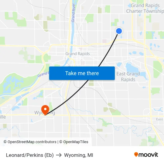 Leonard/Perkins (Eb) to Wyoming, MI map